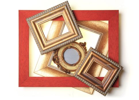 Old Picture Frame Isolated On White Background, Design Element