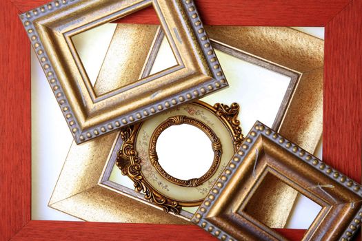 Old Picture Frame Isolated On White Background, Design Element