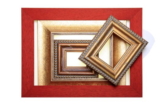 Old Picture Frame Isolated On White Background, Design Element
