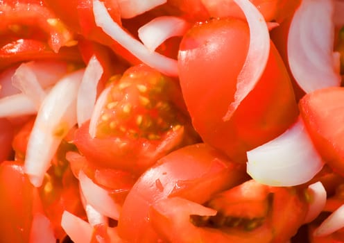 Tomato salad with onions - close up