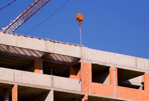 Construction site with blue sky background