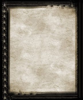 Computer designed grunge border and aged textured background