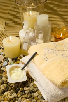 Spa products and yoghurt, healthy lifestyle