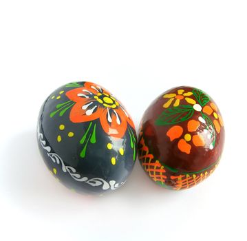 Easter eggs painted by bright paints (manual job) (handmade) - isolated white background