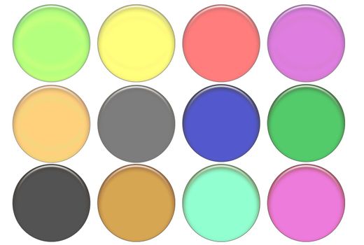 Set round color glass buttons (volumetric buttons for WEB design) 