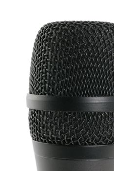 Microphone close-up. The studio musical microphone isolated on a white background