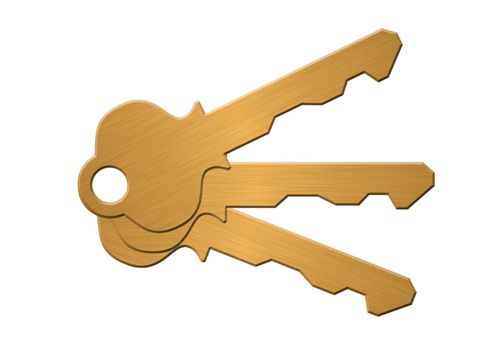 Three gold keys represented one under another under a different corner