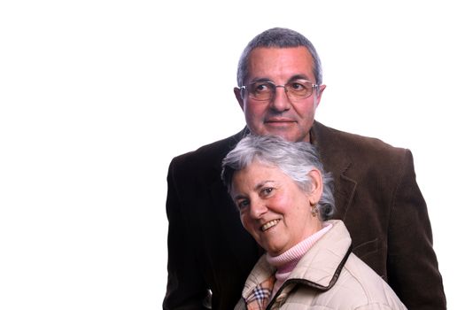 happy mature couple over white background