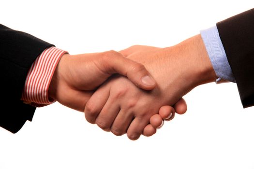 business shake hand over white background