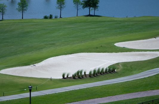 Golf Course Sand and Water Traps are a common sight in Florida in the United States.
