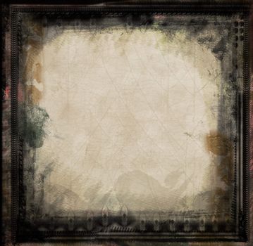 Computer designed grunge border and aged textured background