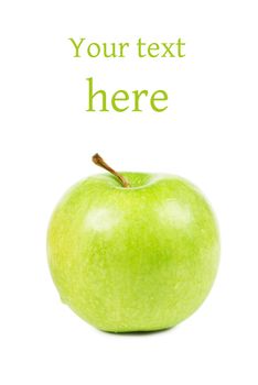 Big green apple isolated over white background with place for your text