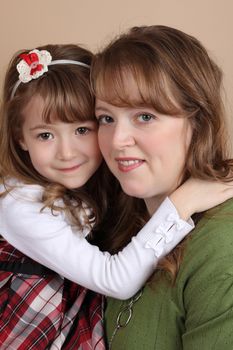 Portrait of a beautiful girl and her mother