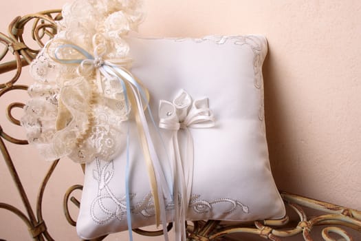 Bridal Accessories on an old style rustic bench