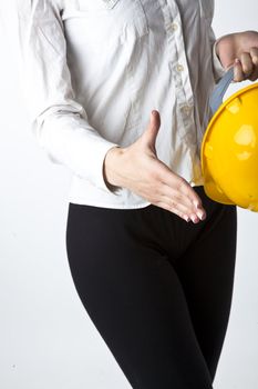 Woman Architect with hardhat Ready For Handshaking