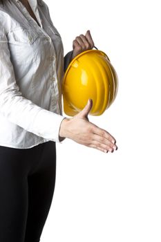 Woman Architect with hardhat Ready For Handshaking