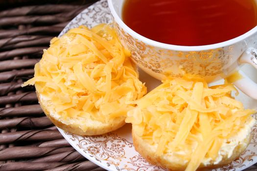 Early Moring Tea with scones and cheese