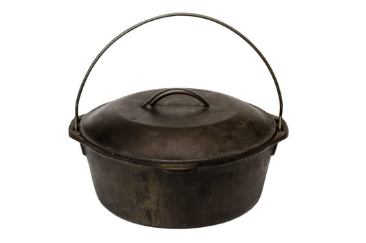 Cast iron pot isolated on white background with clipping path.