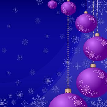 Background with Christmas tree decoration and snowflakes