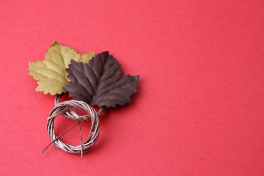 Autumn Leaves with copper sprayed woven rings