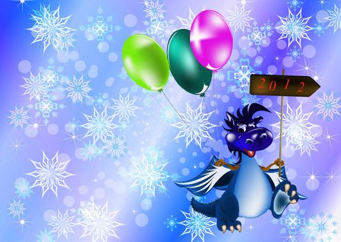 Dark blue dragon a symbol of new 2012 on east calendar