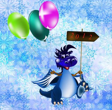 Dark blue dragon a symbol of new 2012 on east calendar