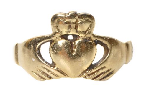 vintage  Claddagh ring isolated on white background 