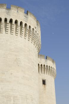 towers of medieval castle in Villeneuve lez Avignon, France