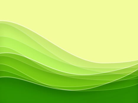 Green blurry waves and curved lines background