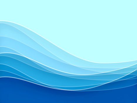 Blue blurry waves and curved lines background