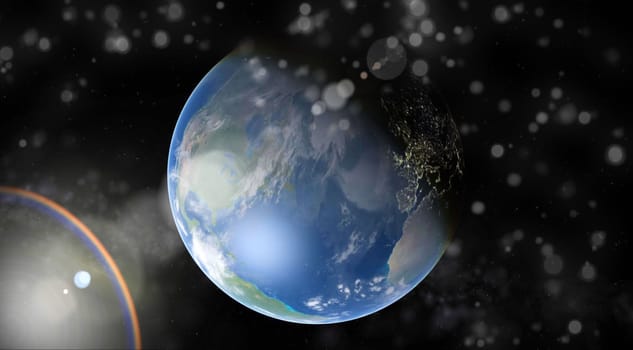 the earth in a space of light