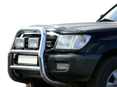 front view of luxury car isolated over white background