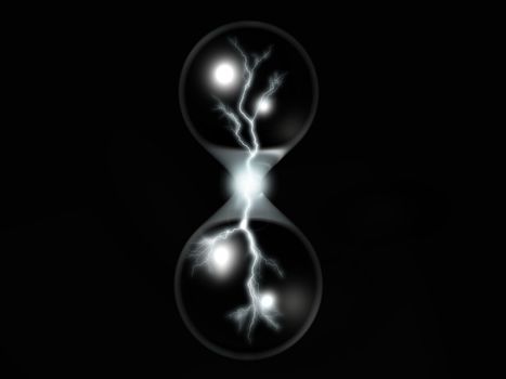 bubbles and lightning on a black background