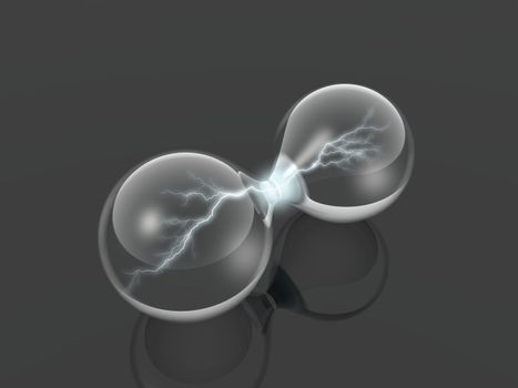bubbles and lightning on a gray background