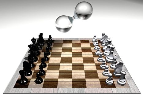 chess set and hourglass