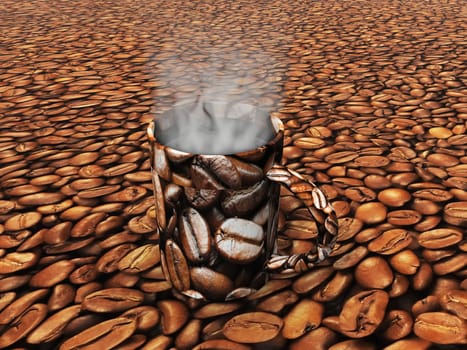 cup of coffee in the coffee texture