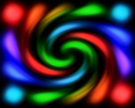 Rainbow abstract twisted lights on black background