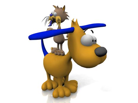 cat and dog on a white background
