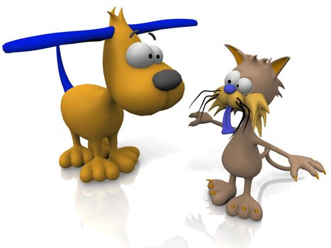 cat and dog on a white background

