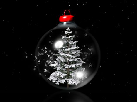 snowy  tree in a Christmas ball