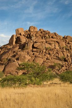 Details of stones in the Brandberg Conservation area in Namibia with sunset