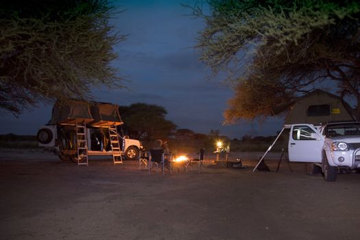 Campsite at night in Botswana - Kalahari