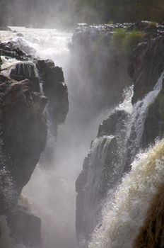 The Epupa Falls lie on the Kunene River, on the border of Angola and Namibia