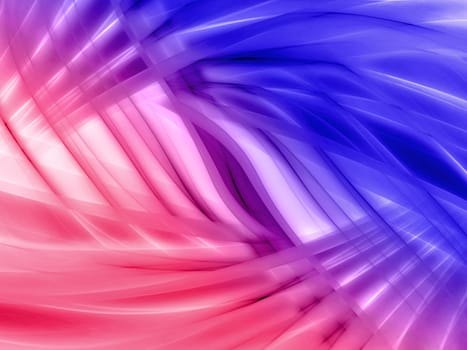 Pink and blue blurry waves and curved lines background