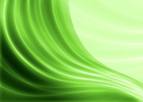 Green blurry waves and curved lines background