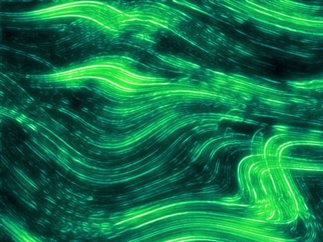 Green blurry waves and curved lines background