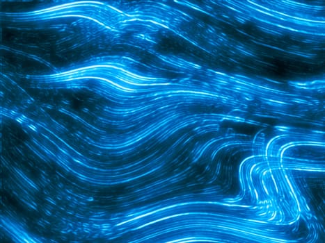 Blue blurry waves and curved lines background