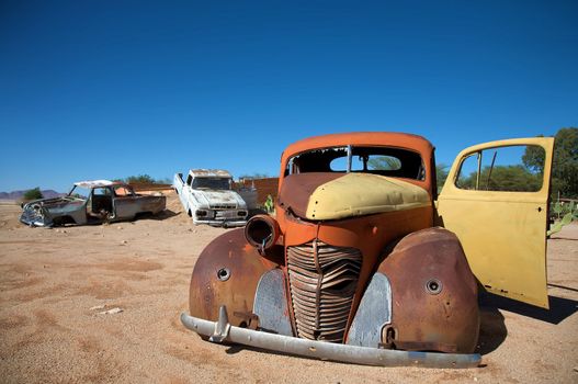 Crashed Car Wreck in Desert of Namibia