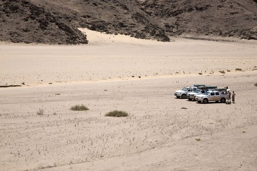 Driving in the Skeleton Coast Desert in Namibia