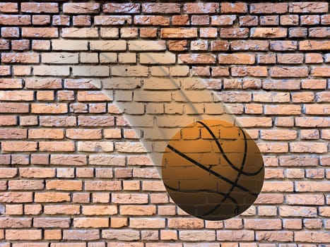 basketball  painted on a brick wall